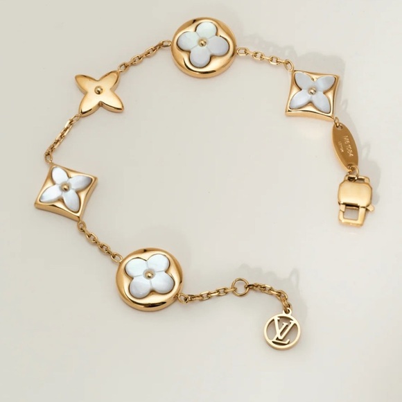 Louis Vuitton Aurora Gold Bracelet with White Floral Accents in Box - Picture 1 of 8